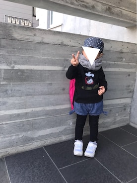 「Lee（リー）のアイテム（バックパック/リュック）」を使った、cococoさん（キッズ・90cm）の秋コーディネート