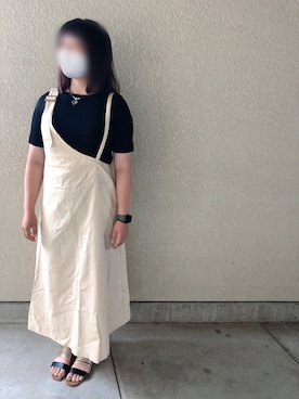 「3色コーデ」｜「アイテム（オールインワン・サロペット）」を使った、ONUC64さん（レディース・163cm）の夏コーディネート
