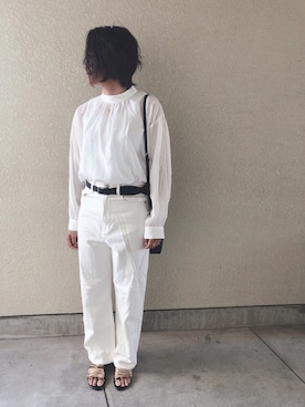 「LOWRYS FARM（ローリーズファーム）のCONEハイライズワイドデニム　800874（デニムパンツ）」を使った、ONUC64さん（レディース・163cm）の秋コーディネート