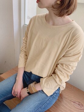 「STORES.jp（ストアーズドットジェーピー）のアイテム（Tシャツ/カットソー）」を使った、naoさん（レディース・156cm）の春コーディネート