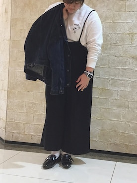 「GU（ジーユー）のアイテム（オールインワン・サロペット）」を使った、ORientalTRaffic 大船ルミネウィング店さん（レディース・158cm）の春コーディネート