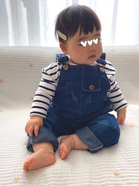 「no brand（ノーブランド）のアイテム（サロペット/オーバーオール）」を使った、moonさん（キッズ・70cm）の春コーディネート