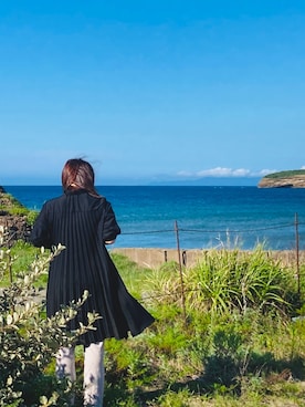「海」｜「アイテム（シャツワンピース）」を使った、はうさん（レディース・151cm）の夏コーディネート