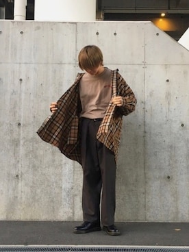 「JUNRED（ジュンレッド）のアイテム（スラックス）」を使った、Ryotaさん（メンズ・173cm）の秋コーディネート