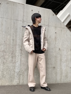 「JUNRED（ジュンレッド）のアイテム（ダウンジャケット/コート）」を使った、Ryotaさん（メンズ・173cm）の冬コーディネート