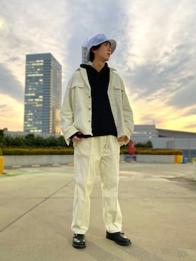 「JUNRED（ジュンレッド）のアイテム（帽子）」を使った、Ryotaさん（メンズ・173cm）の冬コーディネート