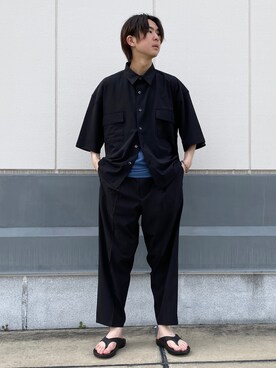 「JUNRED（ジュンレッド）のアイテム（サンダル）」を使った、Ryotaさん（メンズ・173cm）の夏コーディネート