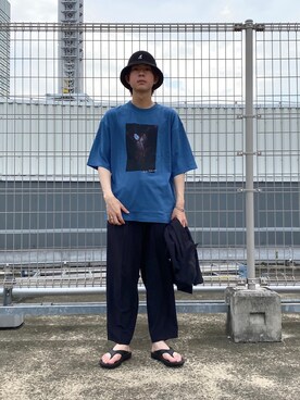 「JUNRED（ジュンレッド）のアイテム（サンダル）」を使った、Ryotaさん（メンズ・173cm）の夏コーディネート