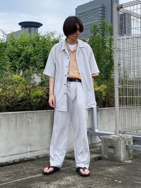 「JUNRED（ジュンレッド）のアイテム（サンダル）」を使った、Ryotaさん（メンズ・173cm）の夏コーディネート