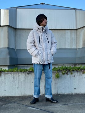 「JUNRED（ジュンレッド）のアイテム（ダウンジャケット/コート）」を使った、Ryotaさん（メンズ・173cm）の冬コーディネート
