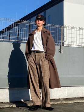 「JUNRED（ジュンレッド）のアイテム（トレンチコート）」を使った、Ryotaさん（メンズ・173cm）の冬コーディネート