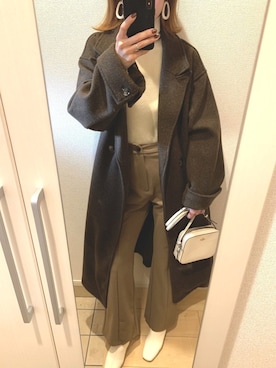 「Ambre Neige（アンブルネージュ）のアイテム（チェスターコート）」を使った、Kさん（レディース・160cm）の冬コーディネート
