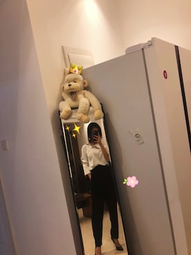 「日常」｜「アイテム（スラックス）」を使った、王道长さん（レディース・159cm）の秋コーディネート
