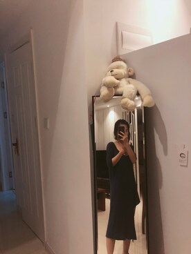 「アイテム（ルームウェア、ブルー系）」を使った、王道长さん（レディース・159cm）の秋コーディネート