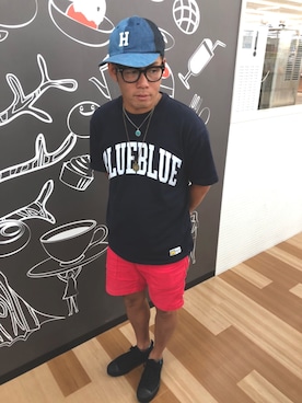 「BLUE BLUE（ブルーブルー）のアイテム（シューズ）」を使った、Akiraさん（メンズ・170cm）の夏コーディネート