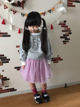 「アイテム（スカート）」を使った、haruru*.°。さん（キッズ・110cm）の冬コーディネート