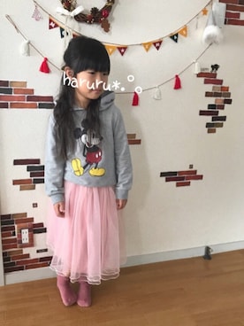 「アイテム（スカート）」を使った、haruru*.°。さん（キッズ・110cm）の冬コーディネート