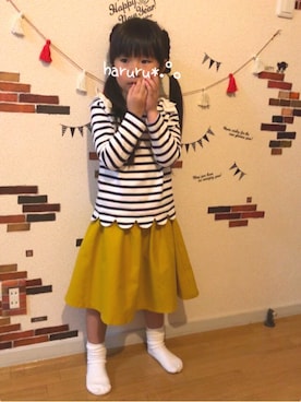 「アイテム（スカート）」を使った、haruru*.°。さん（キッズ・110cm）の冬コーディネート