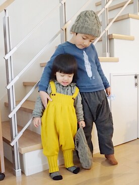 「handmade」｜「アイテム（スウェット）」を使った、@bunbunさん（キッズ・110cm）の冬コーディネート