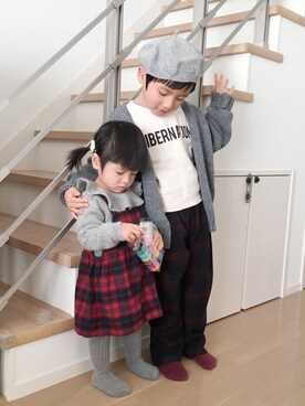 「handmade」｜「アイテム（スウェット）」を使った、@bunbunさん（キッズ・110cm）の冬コーディネート