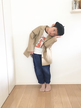 「Handmade（ハンドメイド）のアイテム（テーラードジャケット）」を使った、@bunbunさん（キッズ・110cm）の秋コーディネート