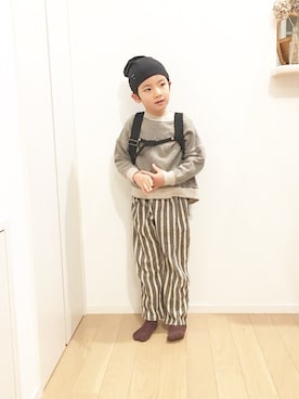 「handmade」｜「アイテム（スウェット）」を使った、@bunbunさん（キッズ・110cm）の冬コーディネート