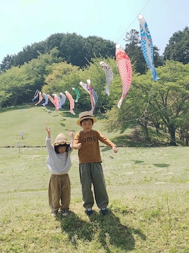 「こどもの日」｜「アイテム（チノパンツ）」を使った、@bunbunさん（キッズ・120cm）の春コーディネート