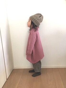 「handmade」｜「アイテム（ニットキャップ/ビーニー）」を使った、@bunbunさん（キッズ・110cm）の冬コーディネート