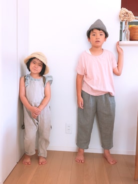 「handmade」｜「アイテム（サロペット/オーバーオール）」を使った、@bunbunさん（キッズ・127cm）の夏コーディネート