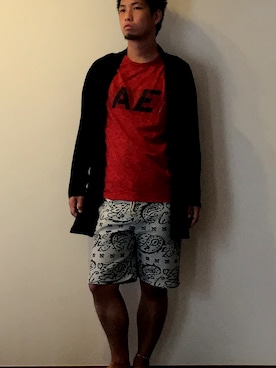 「ロングカーディガン」｜「アイテム（その他アウター）」を使った、𝚃𝚊𝚔𝚞𝚢𝚊さん（メンズ・175cm）の夏コーディネート