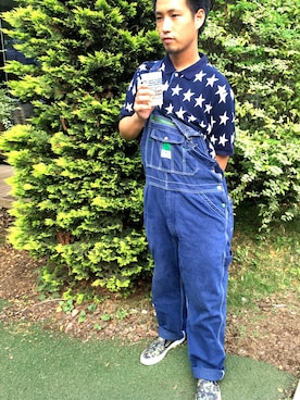 「BBQ」｜「アイテム（サロペット/オーバーオール）」を使った、𝚃𝚊𝚔𝚞𝚢𝚊さん（メンズ・175cm）の夏コーディネート