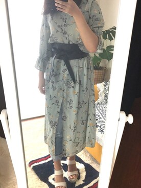 「サッシュベルト」｜「アイテム（その他アウター）」を使った、たんさん（レディース・158cm）の春コーディネート