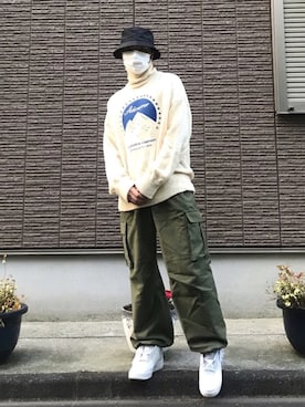 「ADER error」｜「アイテム（帽子）」を使った、Rikuさん（メンズ・177cm）の春コーディネート