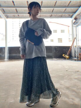 李李さんの「WEGO/フラワーレースプリーツロングスカート」を使ったコーディネート