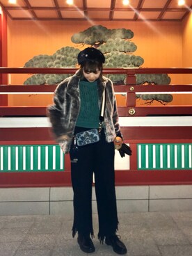 「新年一発目」｜「アイテム（ハンチング/ベレー帽）」を使った、アンナさん（レディース・173cm）の冬コーディネート