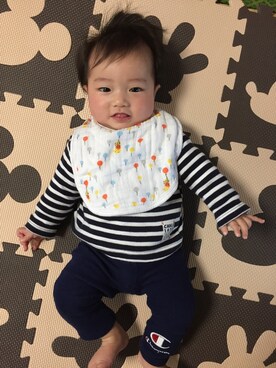 「aden+anaisのアイテム（Bib、ホワイト系）」を使った、Yoshiko Kumamotoさん（154cm）の冬コーディネート