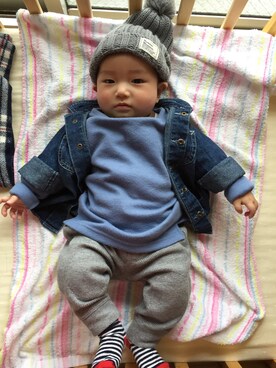 「CIAOPANIC TYPY（チャオパニックティピー）のあったかリブボートネックプルオーバー（T Shirts、ブルー系）」を使った、Yoshiko Kumamotoさん（154cm）の冬コーディネート