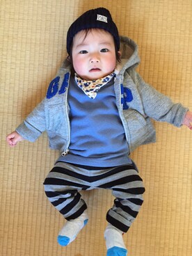 「B:MING by BEAMS（ビーミングバイビームス）のビーミング by ビームス / リブワッチキャップ（Beanie、ブルー系）」を使った、Yoshiko Kumamotoさん（154cm）の冬コーディネート