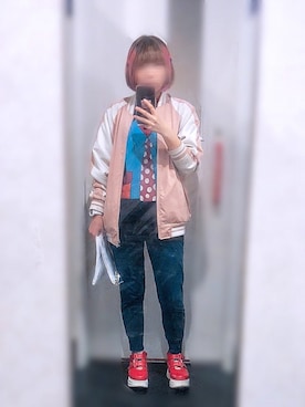 「ライブ」｜「アイテム（スタジャン）」を使った、ミヤサさん（レディース・157cm）の春コーディネート