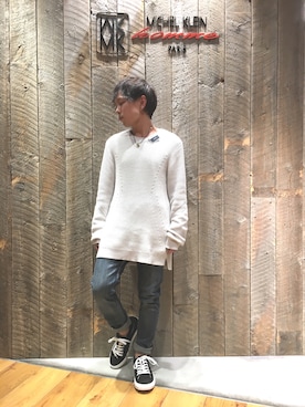 「MK MICHEL KLEIN HOMME （エムケーミッシェルクランオム）のアイテム（パンツ）」を使った、あーりーさん（メンズ・153cm）の春コーディネート