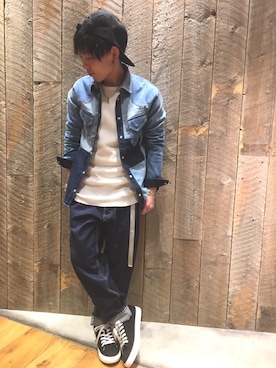 「MK MICHEL KLEIN HOMME （エムケーミッシェルクランオム）のアイテム（帽子）」を使った、あーりーさん（メンズ・153cm）の春コーディネート