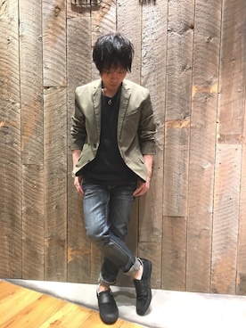 「MK MICHEL KLEIN HOMME （エムケーミッシェルクランオム）のアイテム（パンツ）」を使った、あーりーさん（メンズ・153cm）の春コーディネート