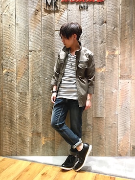 「MK MICHEL KLEIN HOMME （エムケーミッシェルクランオム）のアイテム（パンツ）」を使った、あーりーさん（メンズ・153cm）の春コーディネート