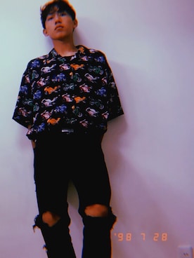 「Echo（エコー）のアイテム」を使った、高島 海飛さん（メンズ・174cm）の夏コーディネート