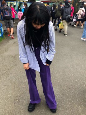 「ZARA（ザラ）のアイテム（シャツ/ブラウス、ブルー系）」を使った、MARIAさん（レディース・160cm）の冬コーディネート