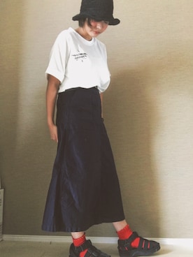 「BEAMS BOY（ビームスボーイ）のアイテム（ハット）」を使った、も3みさん（レディース・154cm）の夏コーディネート