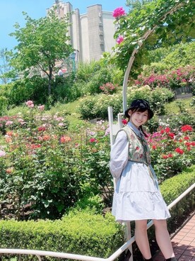 「ティアードスカート」｜「アイテム（シャツワンピース）」を使った、yui_さん（レディース・149cm）の夏コーディネート