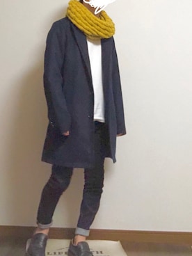 「マスタード」｜「アイテム（チェスターコート）」を使った、O$A158 相互フさん（メンズ・158cm）の冬コーディネート