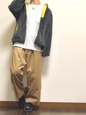 「LAKOLE（ラコレ）のアイテム（パーカー）」を使った、O$A158 相互フさん（メンズ・159cm）の秋コーディネート