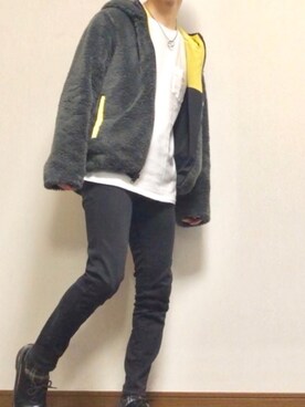 「LAKOLE（ラコレ）のアイテム（パーカー）」を使った、O$A158 相互フさん（メンズ・159cm）の春コーディネート
